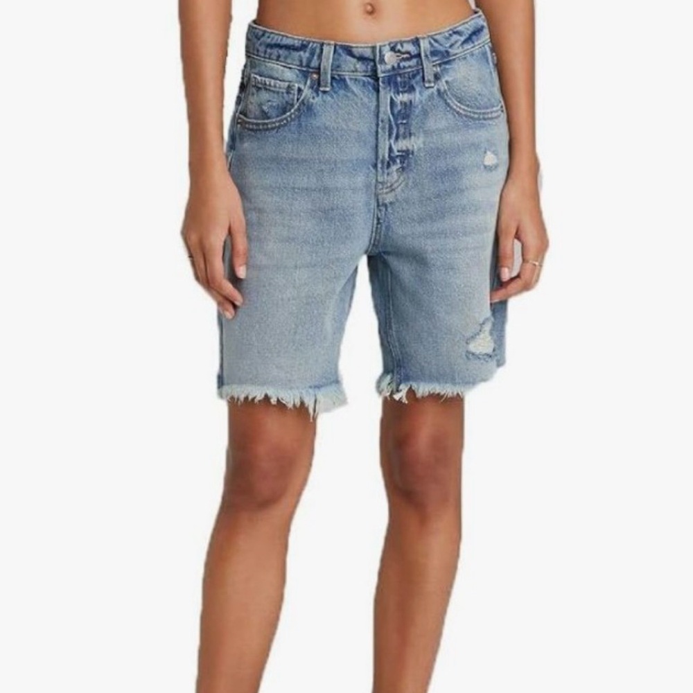 Wild Fable Women's High-Rise Wide Leg Bermuda Jean Cut Off Shorts 14